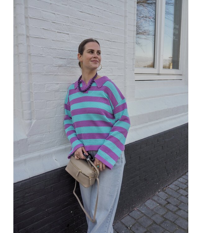 Ydence Knitted Top Anges - Violet/Turqouise