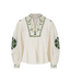 Zusss Seersucker Blouse met Bloemen - Off White/Mossgreen