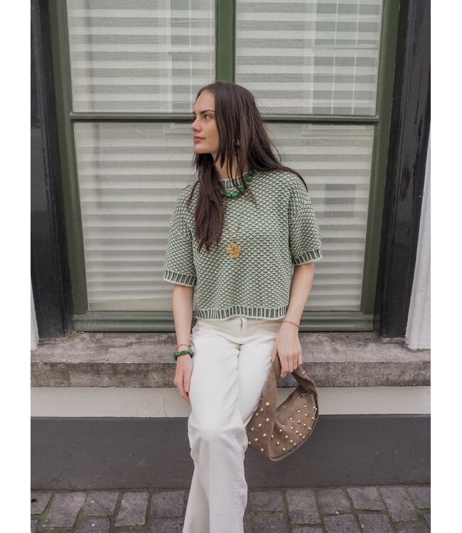 Moss Copenhagen Catina Pilla 2/4 Pullover - Bright Choy/Light Wreath