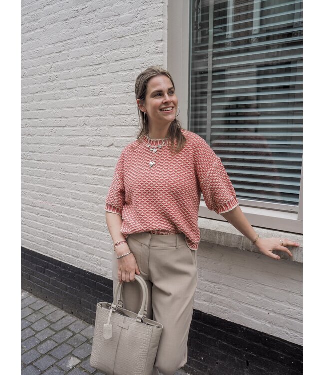 Moss Copenhagen Catina Pilla 2/4 Pullover - Oatmeal/F Rose