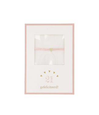 Zusss Armbandje Hartje 21 Gefeliciteerd - White/Light Pink