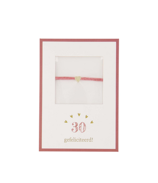 Zusss Armbandje Hartje 30 Gefeliciteerd - White/Pink