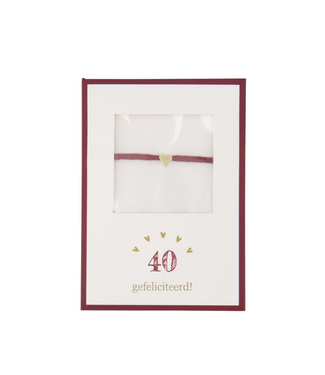 Zusss Armbandje Hartje 40 Gefeliciteerd - Wit/Port