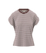 Zusss T-Shirt met Opgerolde Mouw Streep - Off White/Brown