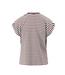 Zusss T-Shirt met Opgerolde Mouw Streep - Off White/Brown