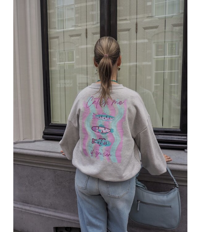 Ydence Sweater Catch Me - Grey Melange