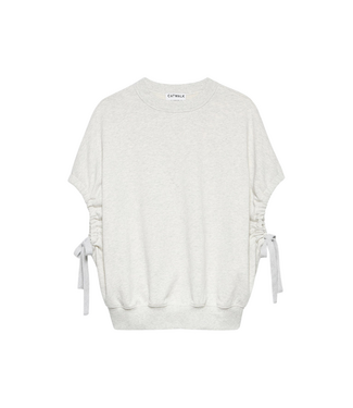 Catwalk Junkie Short Sleeve Strap Sweater - Light Grey Melange