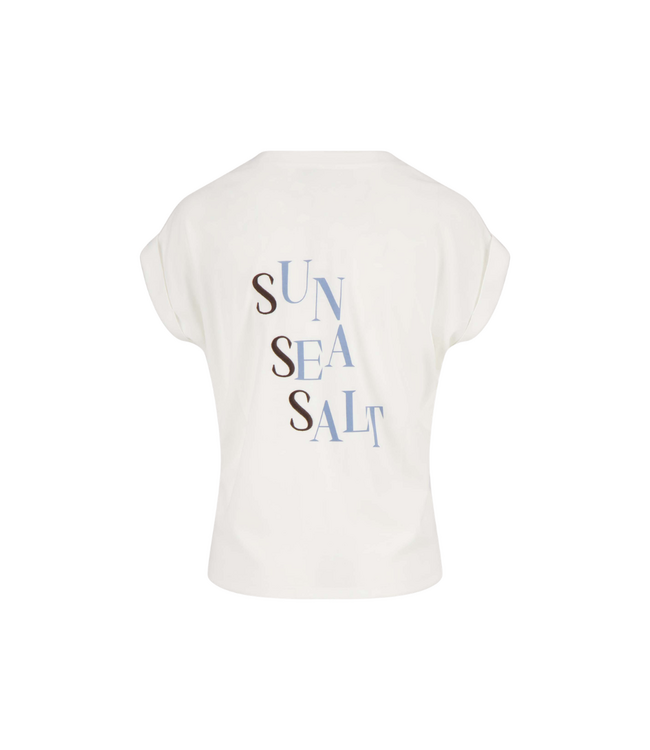 Zusss T-Shirt met Opgerolde Mouw Sun Sea Salt - White