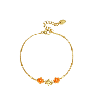 Armband Colored Flowers - Gold/Orange