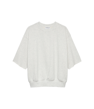 Catwalk Junkie Short Sleeve Graphic Sweater - Light Grey Melange