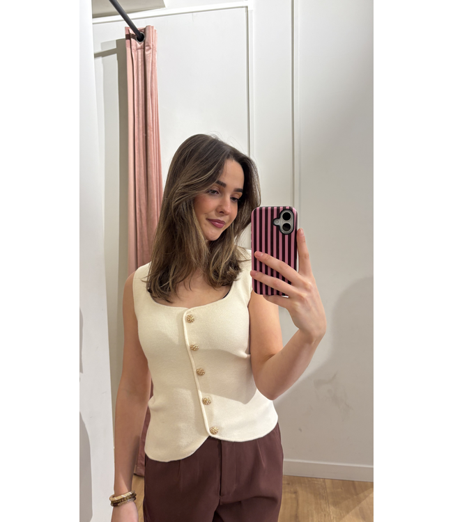 Ydence Knitted Top Mella - Ecru