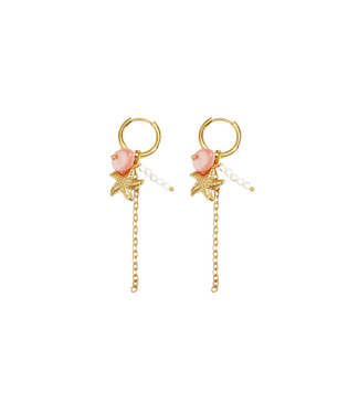 Oorbellen Starfish - Gold/Pink