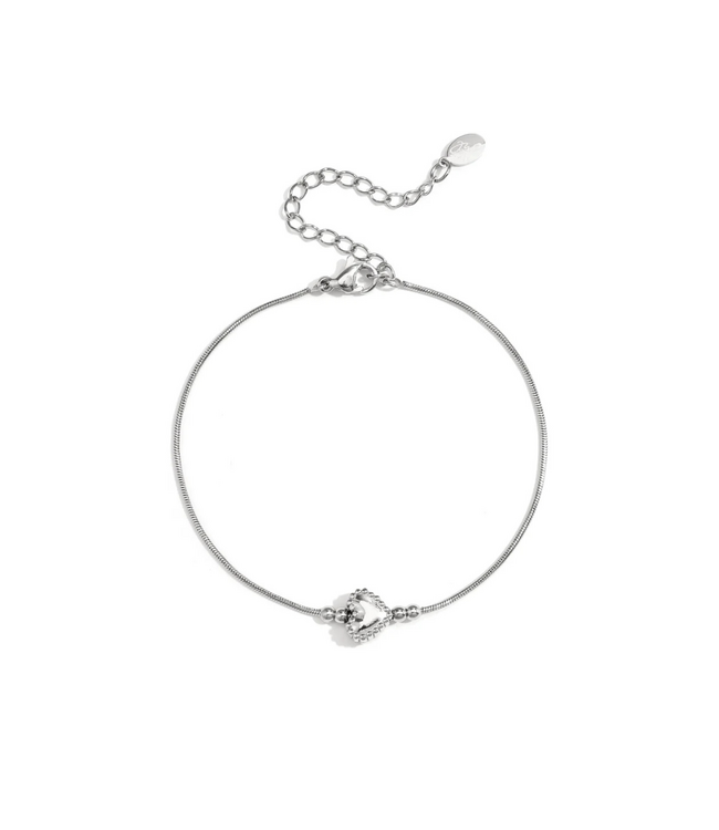 Color Club Armband Decorated Heart - Silver