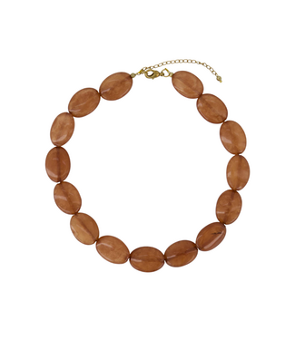 Zusss Platte Kralen Ketting - Warm Camel