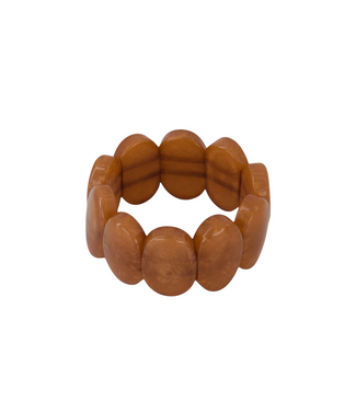 Zusss Elastieken Brede Kralen Armband - Warm Camel