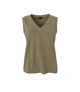 Black Colour May V-Neck Top - Light Army
