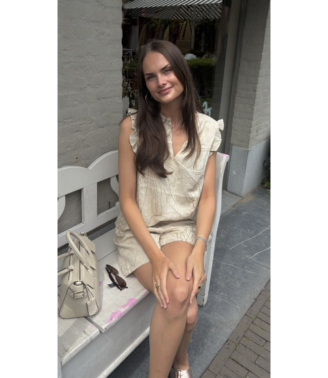 Nukus Dagmar Short Embroidery - Sand