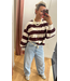 Catwalk Junkie Oversized Striped Long Sleeve - Merlot