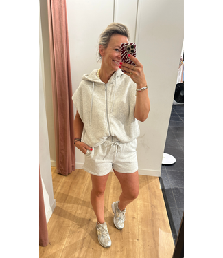 Catwalk Junkie Sleeveless Tuck In Sweater with Hood - Light Grey Melange