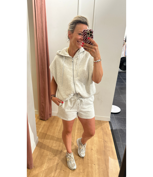 Catwalk Junkie Pull On Sweat Short - Light Grey Melange