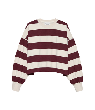 Catwalk Junkie Oversized Striped Long Sleeve - Merlot