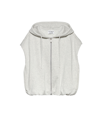 Catwalk Junkie Sleeveless Tuck In Sweater with Hood - Light Grey Melange