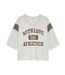 Catwalk Junkie Sporty Graphic Short Sleeve Sweater - Light Grey Melange