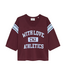 Catwalk Junkie Sporty Graphic Short Sleeve Sweater - Merlot