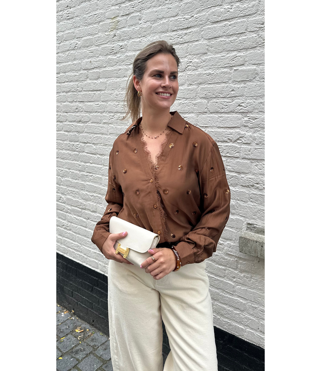 Nukus Anika Blouse Paillet - Espresso