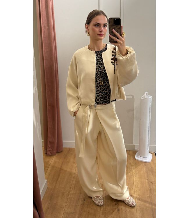 Moss Copenhagen Zein Esteriane High Waist Pants - Bleached Sand