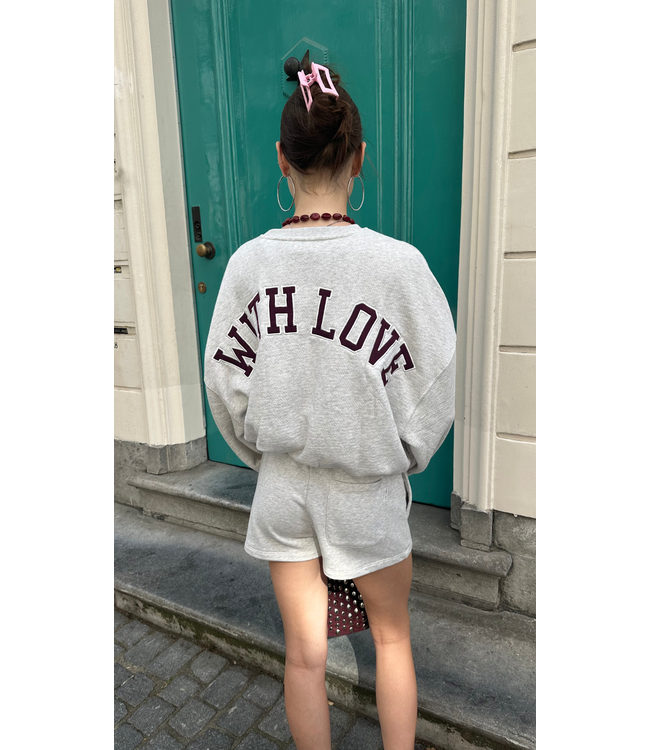 Catwalk Junkie Oversized Graphic Sweater - Light Grey Melange