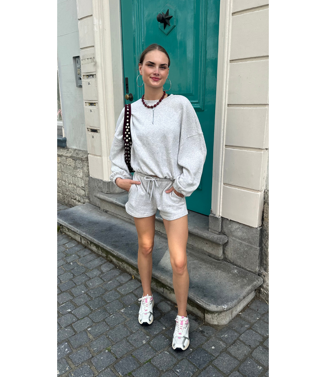 Catwalk Junkie Pull On Sweat Short - Light Grey Melange