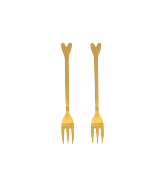 Zusss Cake Forks Heart Set Of 2 - Gold