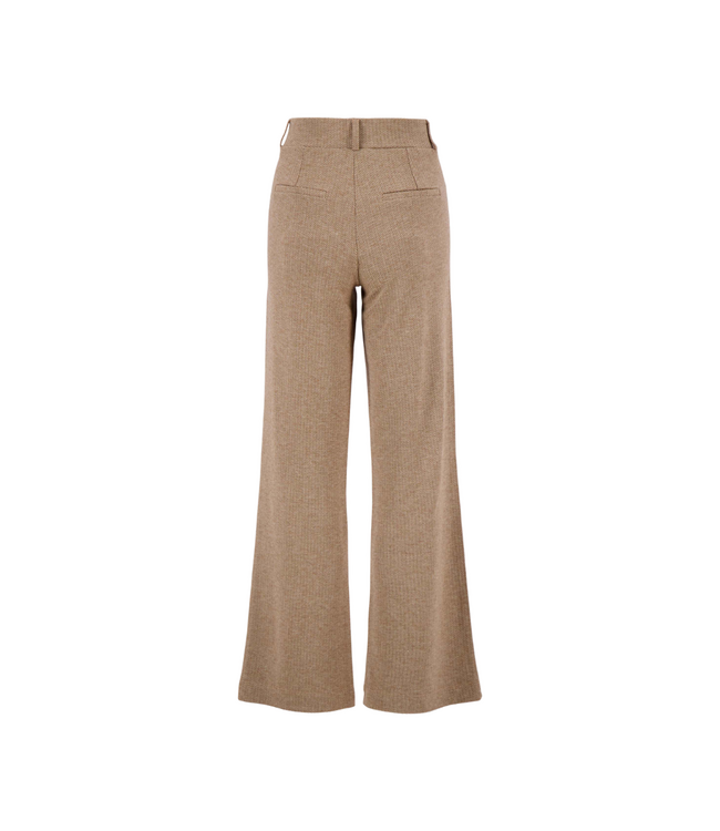 Zusss Herringbone Trousers with Stretch - Dark Taupe/Beige