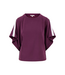 Zusss Boat Neck Top with Piping and Butterfly Sleeve - Burgundy
