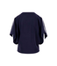 Zusss Boat Neck Top with Piping and Butterfly Sleeve - Dark Navy