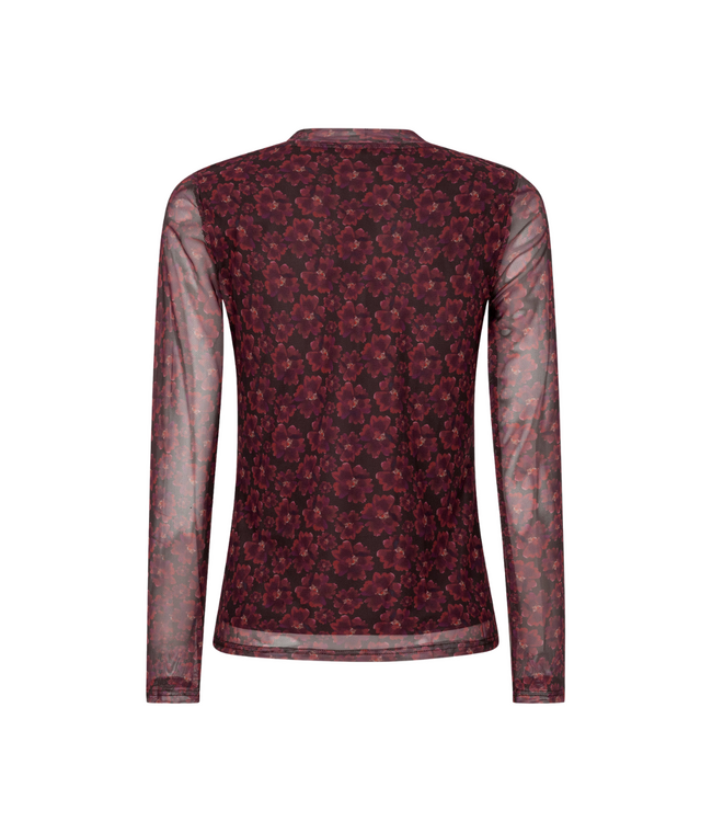 Ydence Top Willemijn - Burgundy Flower