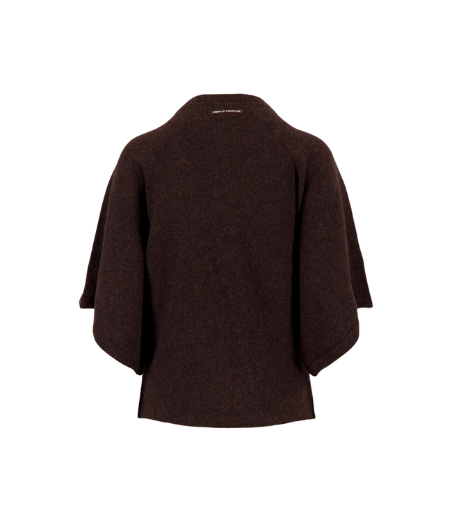 Zusss V-Neck Butterfly Sleeve Sweater - Dark Choco