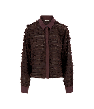 Zusss Feather Blouse Long Sleeve - Dark Choco