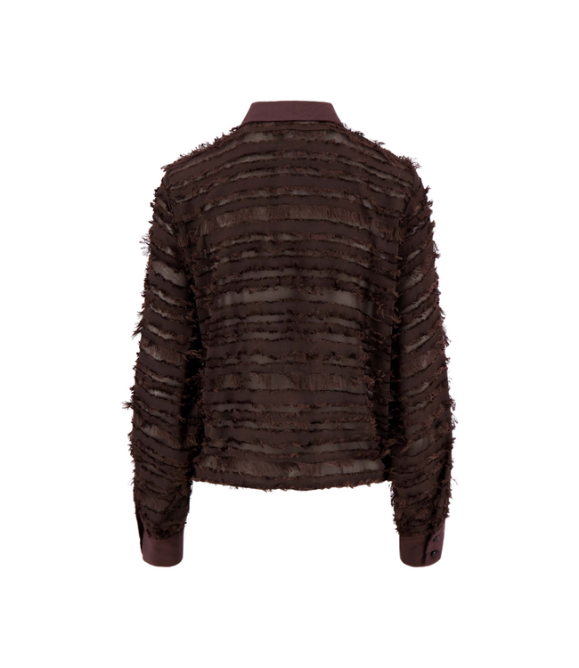 Zusss Feather Blouse Long Sleeve - Dark Choco