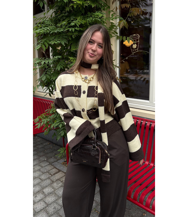Harper & Yve Indy Cardigan - Hot Fudge Stripe