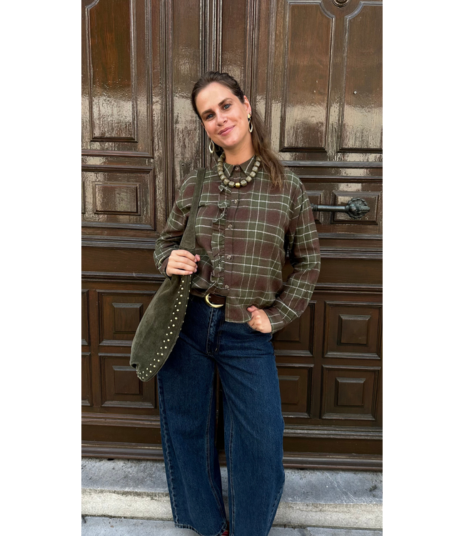 JcSophie Parole Blouse - Green/Brown Check