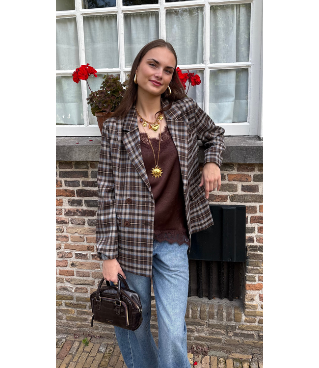 Ydence Blazer Novalee - Brown/Blue Check