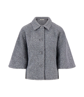 Zusss Woolly Cape Jacket - Grey Melange