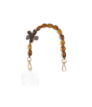 Telefoonkoord Beads & Flower - Brown
