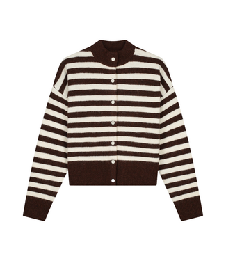 Catwalk Junkie Striped Cardigan - Brownie