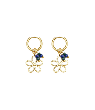 Oorbellen Fleur - Gold/Blue