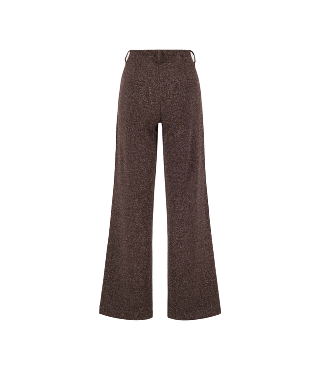 Zusss Tweed Stretch Trousers with Center Front Seam - Dark Choco