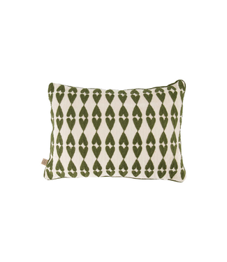 Zusss Kussen Hearts Print 35x25cm - Off White/Green