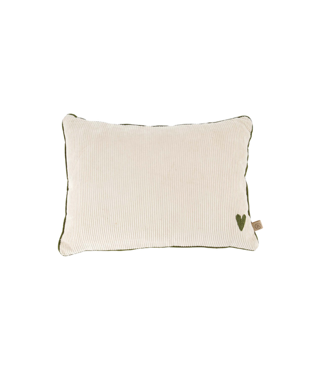Zusss Kussen Hearts Print 35x25cm - Off White/Green